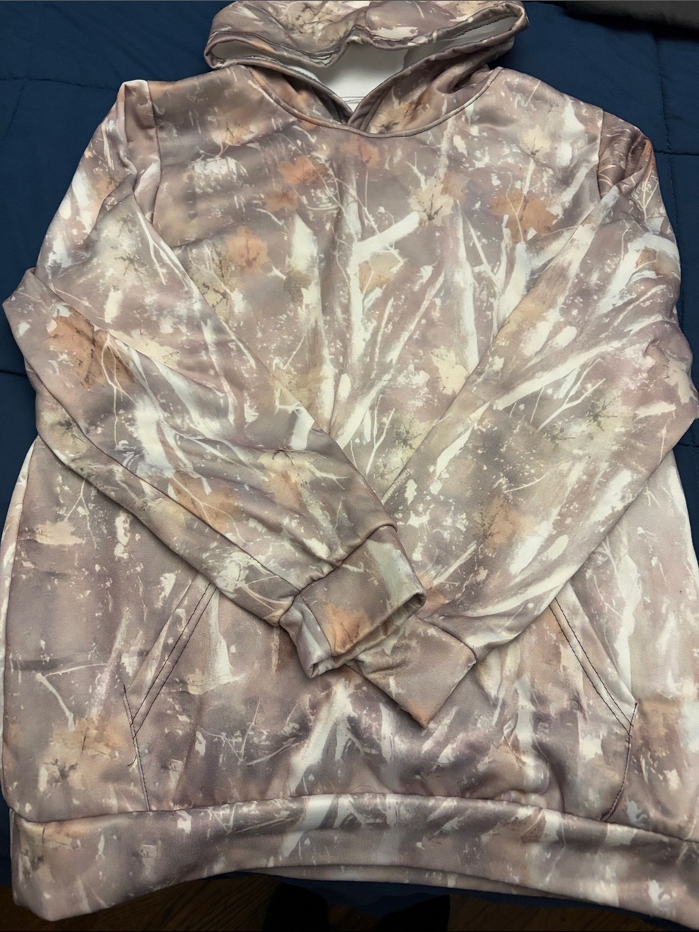 Unisex Hooded Pullover hoodie – Taupe & Cream Camouflage Print